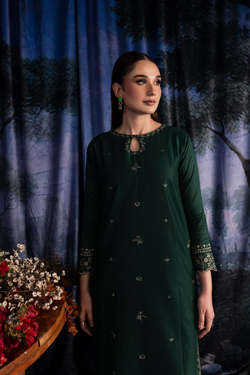 Olive - 2Pc Embroidered Dress